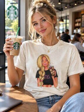 Women's Boss Vibes Graphic T-Shirt – Tan Handmade Coffee Lover Tee – Gildan Size
